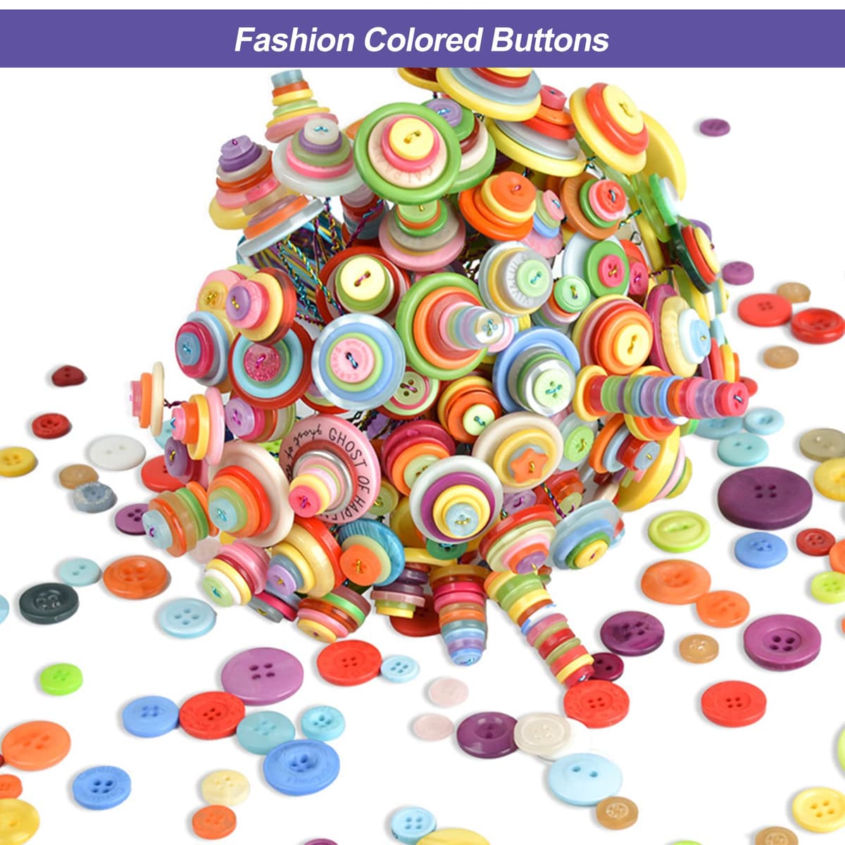 Buttons for Crafts, 1000PCS Button Mixed Colours and Sizes Round Resin Buttons for Craft Arts Knitting Sewing Cardigans DIY Handmade (9mm-13mm) — view 7