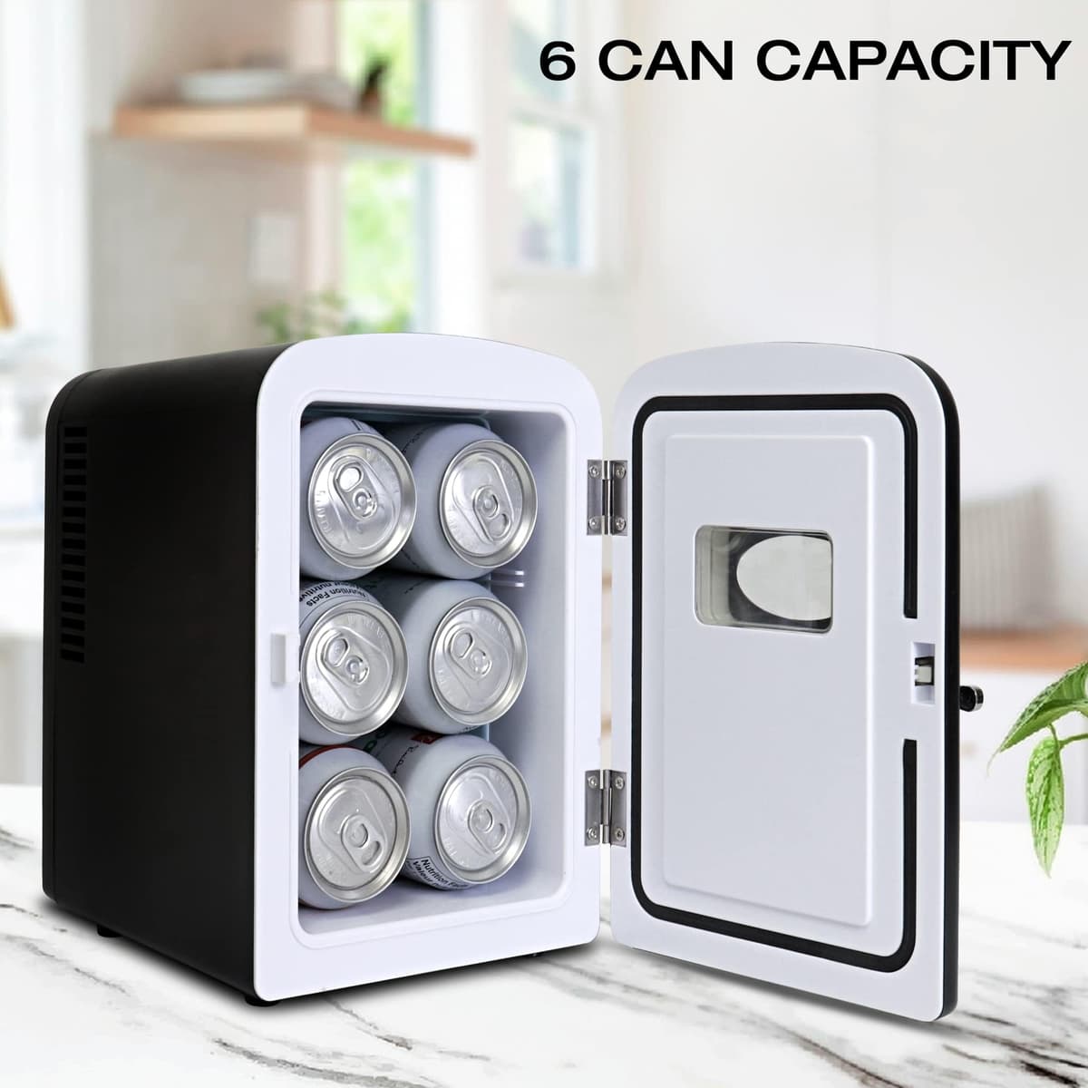 Koolatron Retro Mini Fridge For Bedrooms 12V Portable Cooler Refrigerator 4L Small 6 Can Table Top Quiet Mini Fridges For Skincare Food Drinks Kids Home Car & Travel Aqua — view 2
