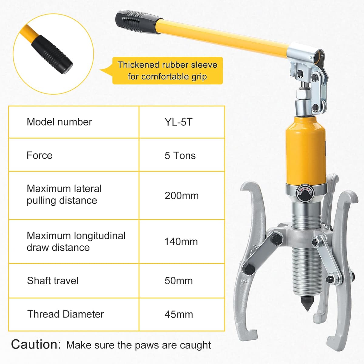 HSEAMALL 5T Hydraulic Puller, Wheel Hub Puller, 3 Jaw Hydraulic Puller, Inner Bearing Puller for Bearings, Wheel Bearing Puller, Wheel Bearing Puller, — view 2