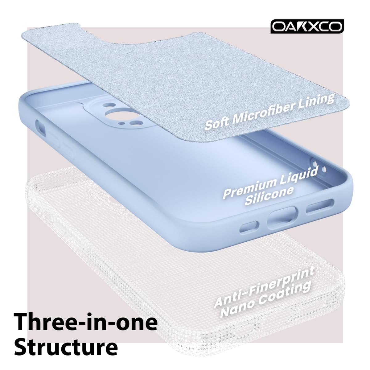 oakxco for iPhone 17 Pro Max Phone Case Liquid Silicone, Cute Thin Slim Grip Soft Rubber Gel for Women Men, Smooth Matte TPU Plain Solid Color Girly Simple Case with Camera Cover, Light Pink — view 800