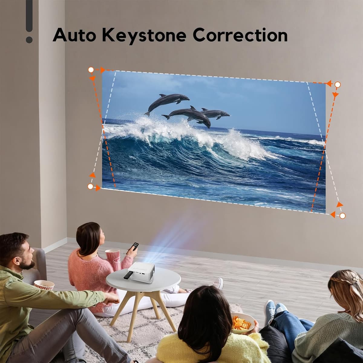 Mini Projector, AKIYO O1 2026 Upgraded 15000Lumen Projector, 360° Rotating, Auto Keystone, 50% Zoom, Portable Projectors 1080P Full HD Supported, Compatible with iOS/Android/TV Stick/HDMI/USB/Switch — view 5