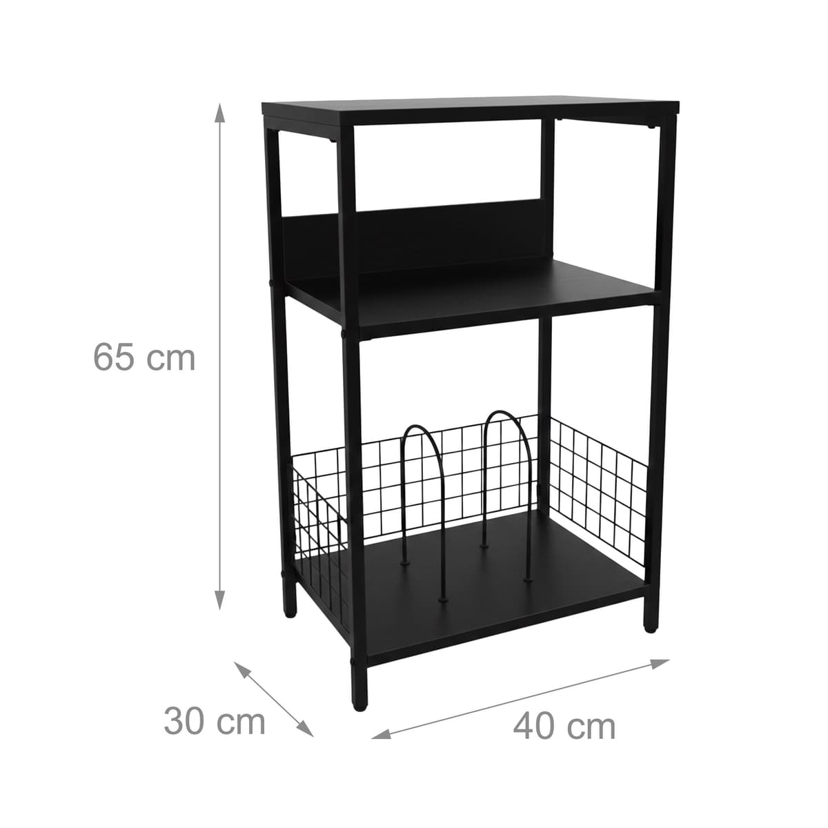 Relaxdays Mesa para Tocadiscos con 3 Niveles, separadores, Hierro/MDF, 65x40x30 cm, Negro — view 3