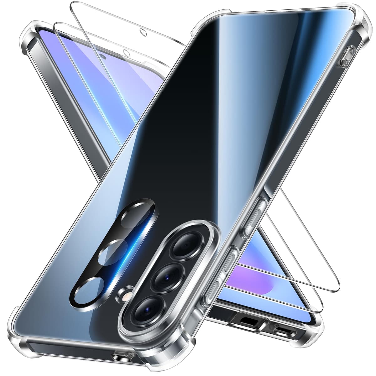 FLLAO 4 en 1 Funda para iPhone 15 con 2 Protector Pantalla y 1 Protector Lente Cámara, [Almohadilla de Aire integrada] Antigolpes Antiarañazos Carcasa 6,1 Pulgadas, Transparente — view 38