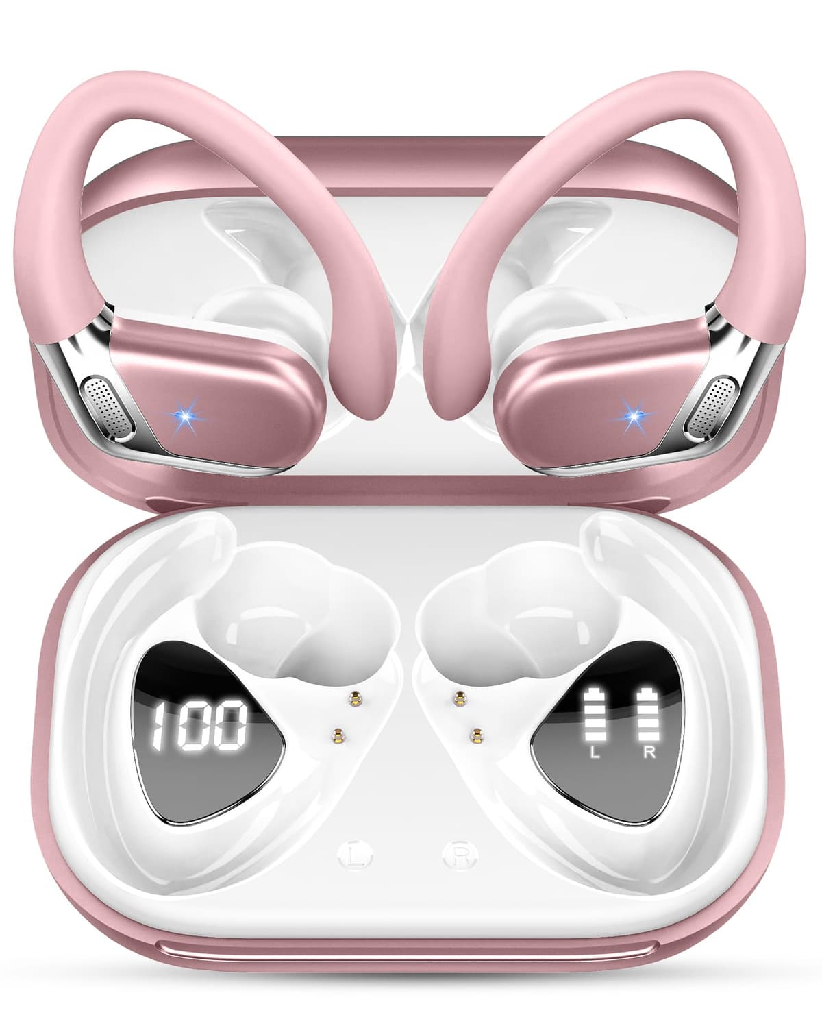 Auriculares inalámbricos Bluetooth Deportivos, Auriculares Bluetooth 5.4 HiFi Estéreo con 4 HD Mic, 50H Cascos Inalambricos con Cancelacion Ruido ENC, IP7 Impermeable Cascos para Running/Pantalla LED — view 11