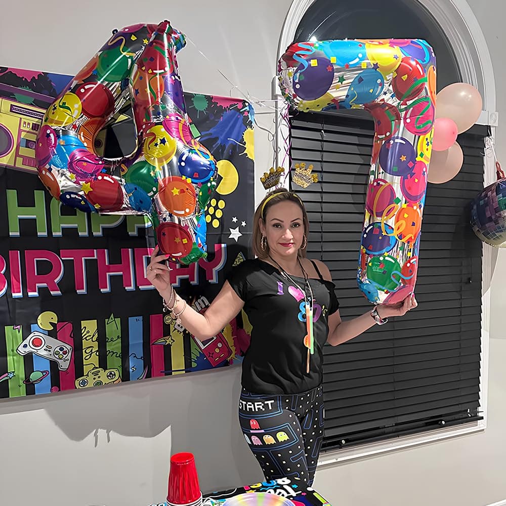 Foil Globo Número 5 Azul 40" (101cm), Inflable Helio o aire, Gigante Numeros 0-9, 10-19, 20-29, 30-100, Grande Globos Decoración para La Boda Aniversario y Cumpleaños Fiestas — view 455