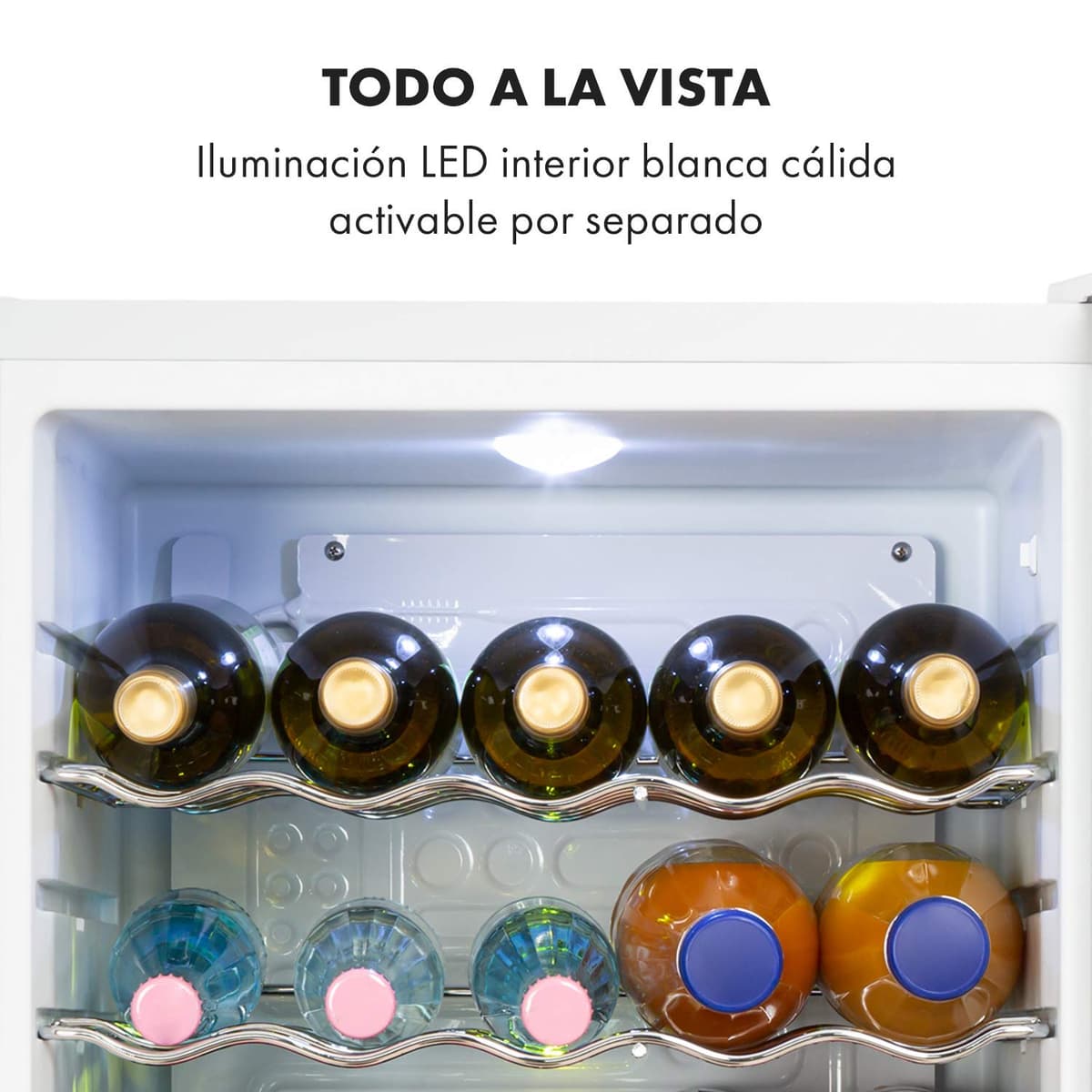 KLARSTEIN Nevera Pequeña Portatil Electrica para Bebidas, Mini Frigorifico con Estantes y Puerta de Cristal Habitaciones, 60L — view 5