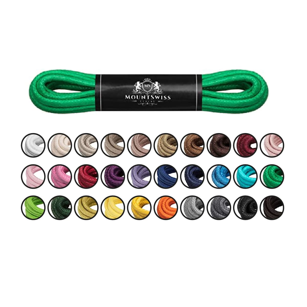 Cordones Mount Swiss© Luxury encerados y redondos para zapatos de traje y de piel, 2 - 3 mm de diámetro, 45 - 120 cm de longitud — view 14