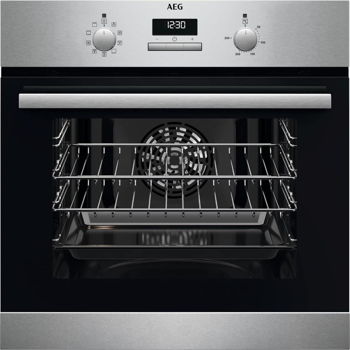 AEG 6000 Series SurroundCook Built In Oven, BSX23101XM, 65L, Aqua Clean, LED Display, Multilevel Cooking, Stainless Steel, Anti-fingerprint, Grill,Defrost, Moist Fan Baking, A