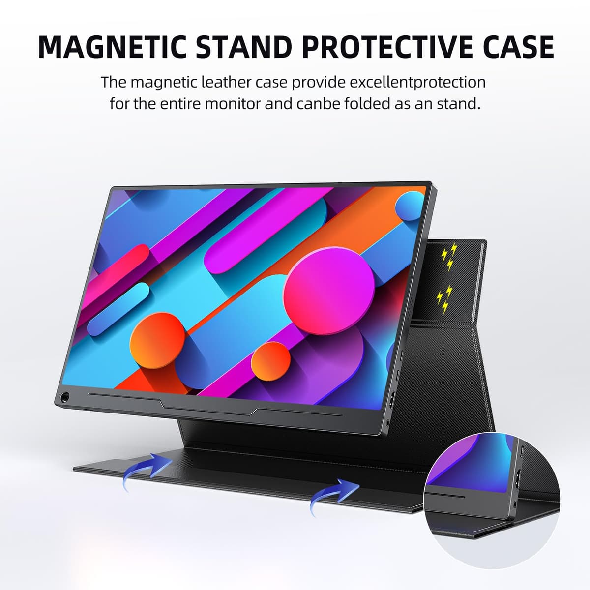 UPERFECT Portable Monitor FHD 1080P 15.6 Inch Monitor IPS Display Matte Screen, with Standard HDMI/Type-C, Support VESA, Second Display for Laptop/PC/PS/Phone, with Smart Cover — view 5
