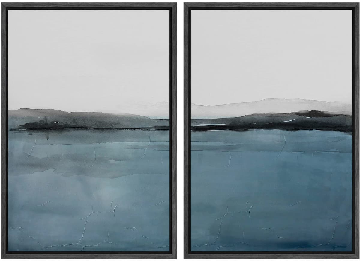 MUDECOR Framed Canvas Print Wall Art Set Watercolor Pastel Duotone Tan Landscape Abstract Shapes Illustrations Modern Art Decorative Contemporary for Living Room, Bedroom, Office - 24"x36"x2 Natural — view 138