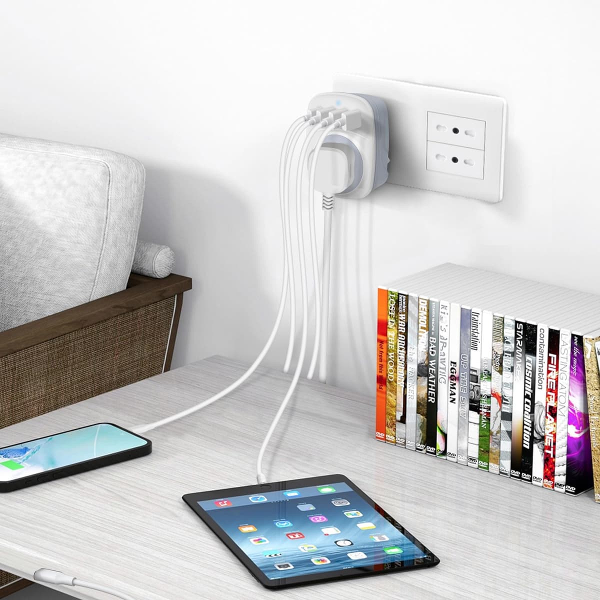 UK to Italy Plug Adapter,SHUOMAO UK to Italy Travel Adapter with 4 USB(17W USB C Charger),Converter Power Adapter for Italian Chile Ethiopia Libya Syria Tunisia Uruguay(Type L) — view 7
