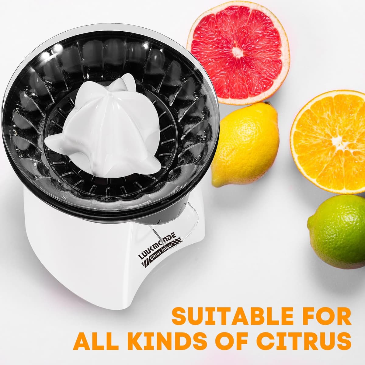 LUUKMONDE Electric Citrus Juicer with Lockable Spout - Electric Lemon Squeezer & Orange Juicer with Powerful Motor - Ideal for Orange, Lemon, Lime, and Grapefruit - D-8016A, Beige — view 4