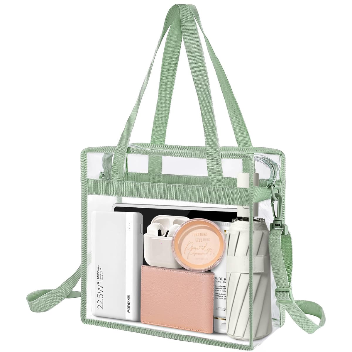 BAGAIL Clear Bags 12x6x12 Stadium Approved Clear Tote Bag with Zipper Closure Crossbody Shoulder Bag with Adjustable Strap — view 13