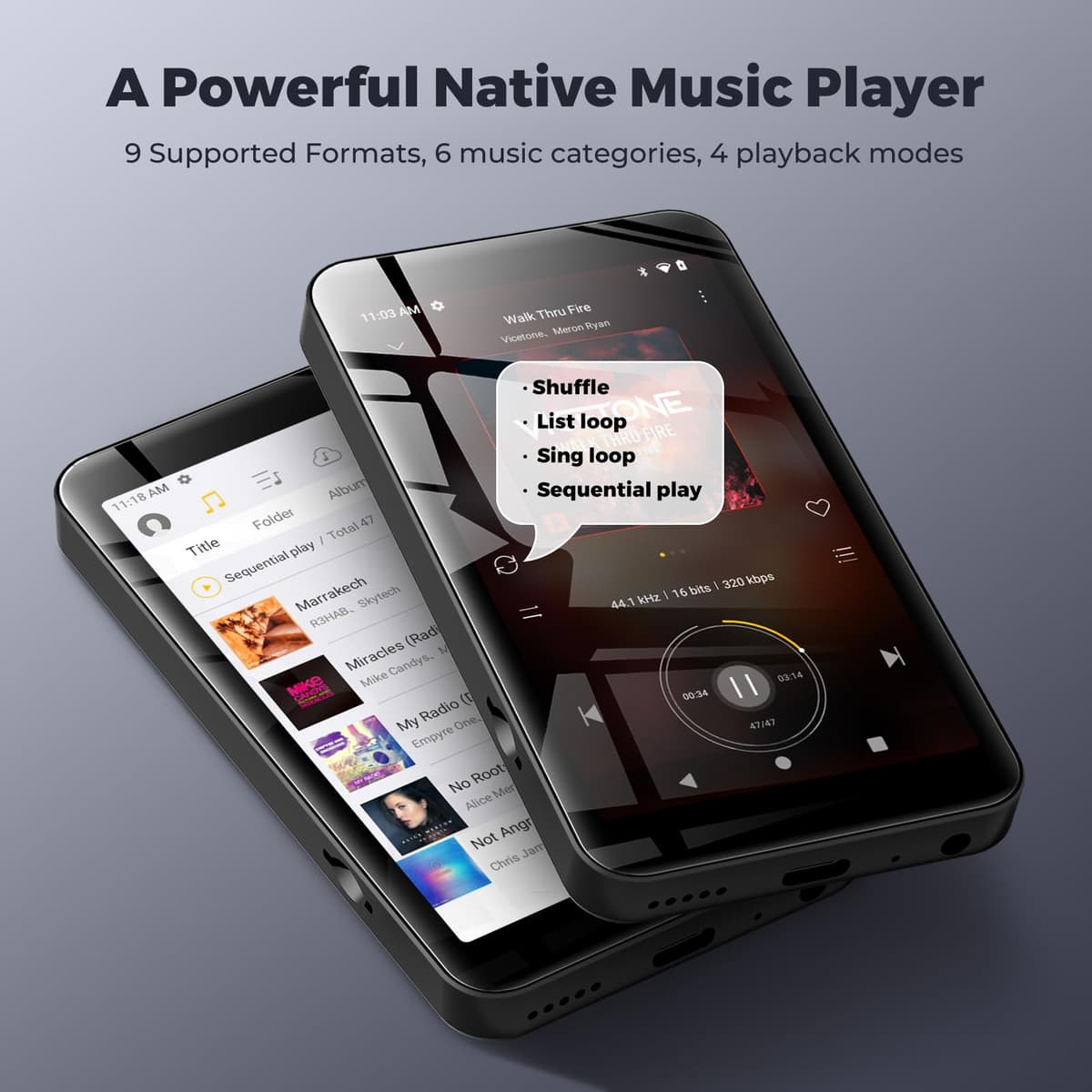 MP3 Players with Bluetooth WIFI,160GB innioasis MP3 Players with Spotify, Spotify Kids, Pandora, Play Store, Parental Manager App, Calm, 4" HD Full Touch Screen MP4 Music Player for Kids (Black) — view 5
