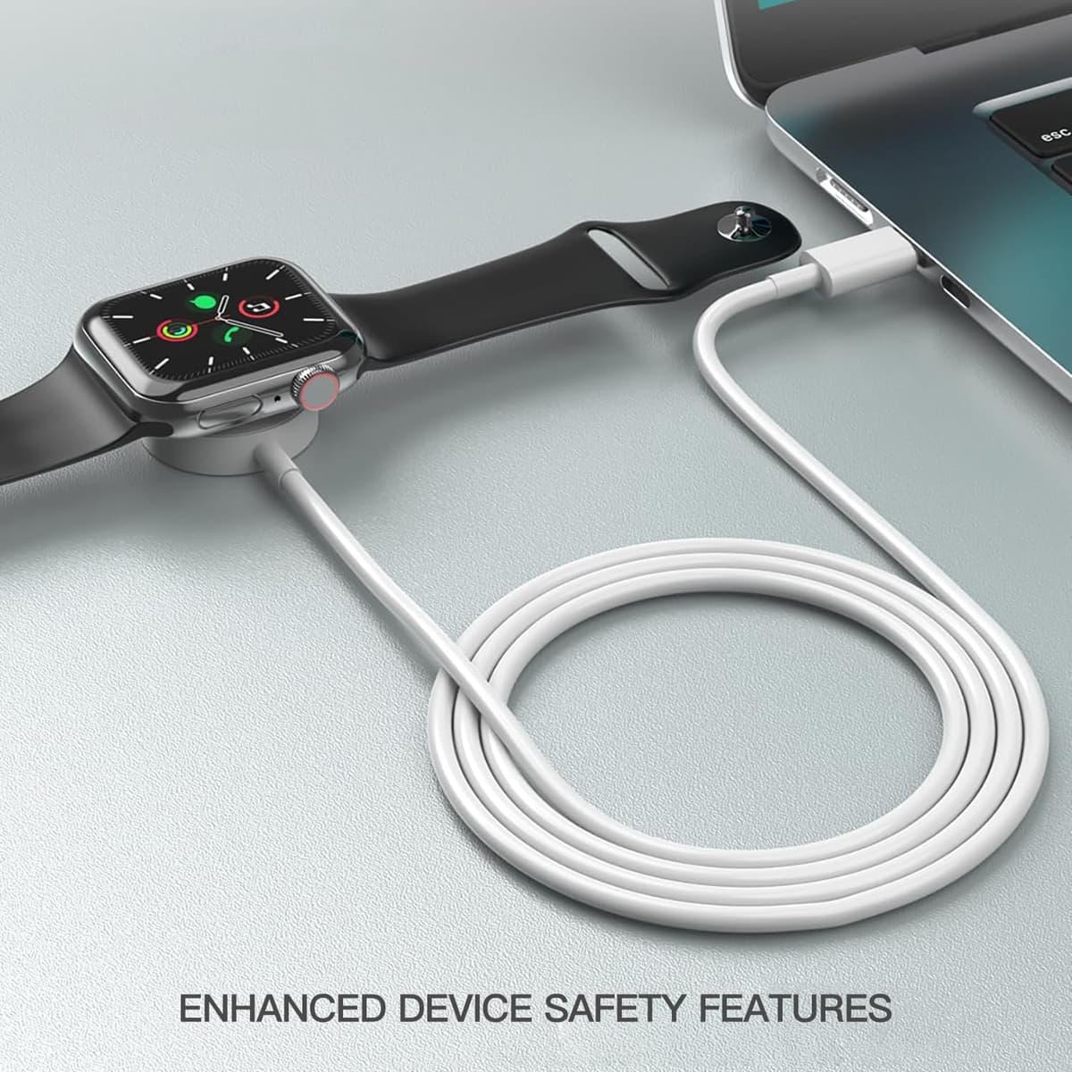 2026 Upgraded for Apple Watch Fast Charger Portable Cable, iWatch Charging Cord with USB-C to USB-A Adapter 2 in 1, Compatible with Apple Watch Ultra/SE/Series 11/10/9/8/7/6/5/4/3/2, 3.3ft White — view 6