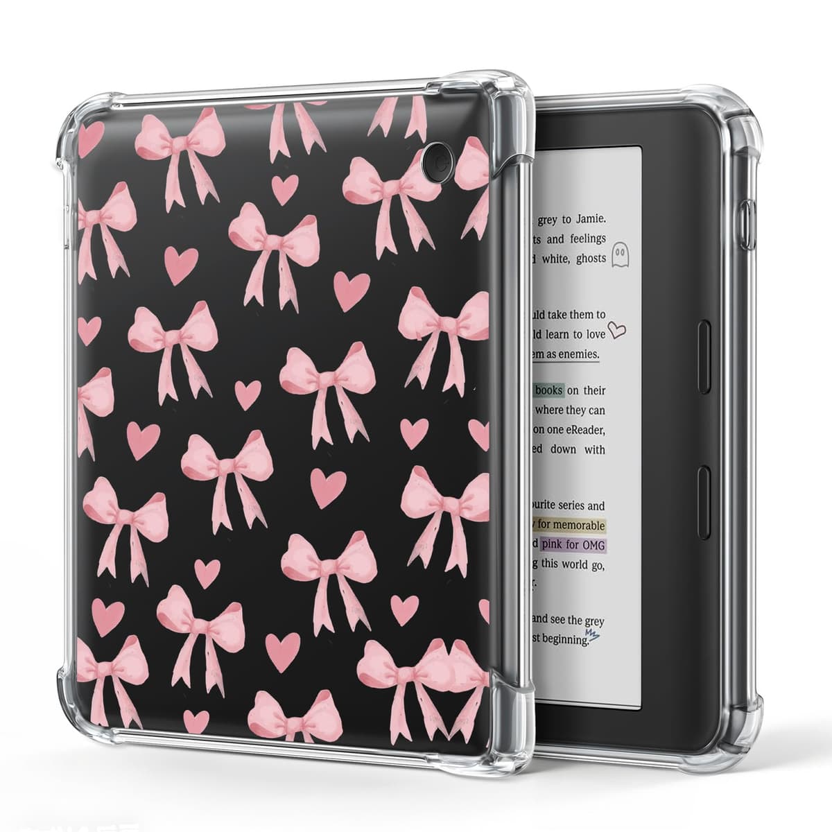 Case for Kobo Libra Colour eReader 7", Crystal Clear Cover with Reinforced Corners & Anti-Yellowing | Lightweight TPU Shell for Scratch & Shock Protection | Showcase Your Style (Watercolor Bow)