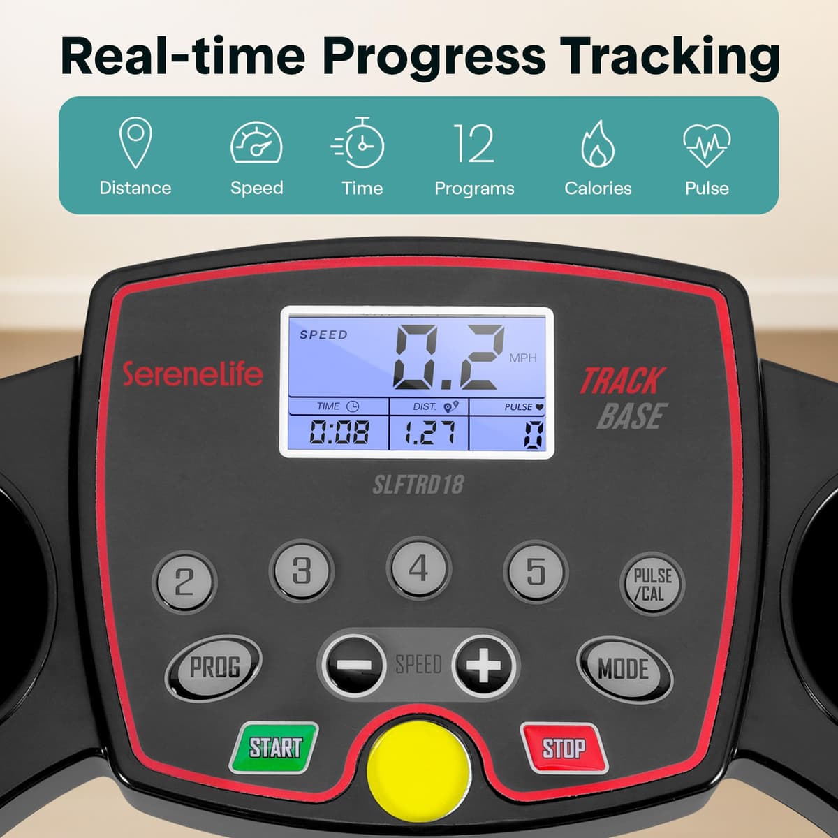 SereneLife Treadmills for Home with 13% Manual Incline Treadmill, 3.5HP - Compact Digital Portable Foldable Treadmill with Speakers, Bluetooth, App Sync, Heart Rate Monitor, for Walking, Running, Gym — view 3