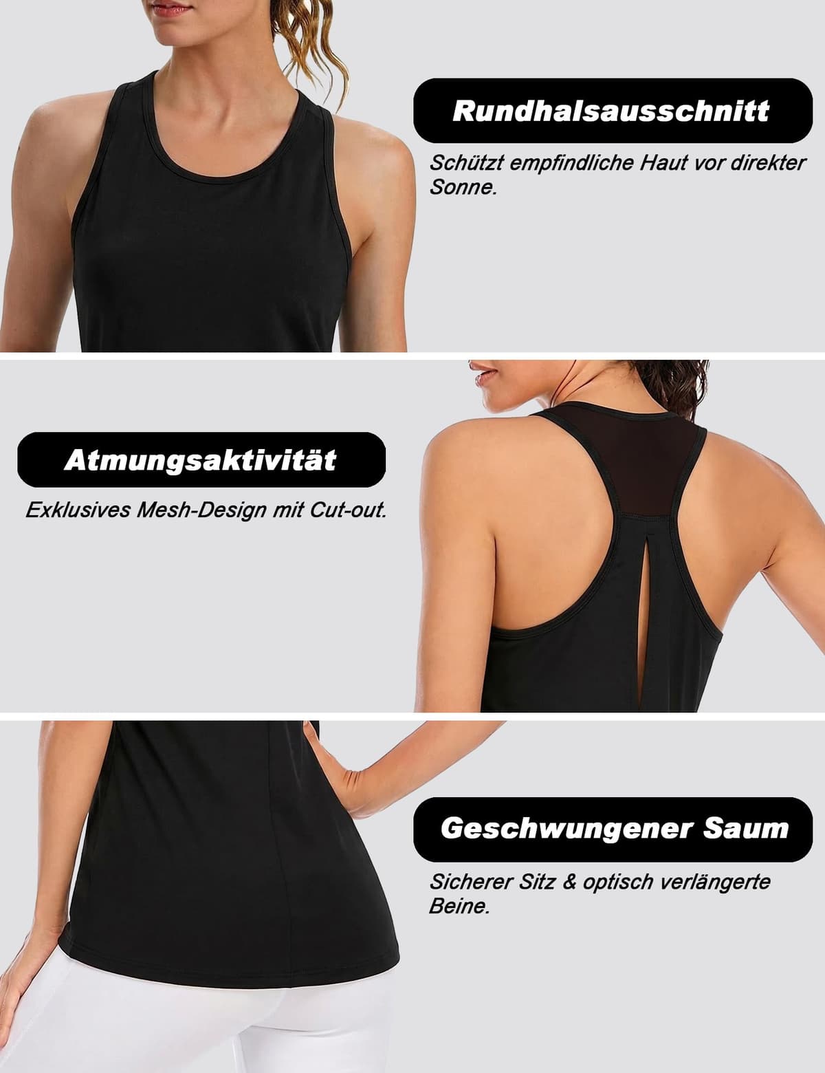 Camiseta Deportiva Mujer sin Mangas Camisetas Tirantes Espalda de Malla Ligero y Transpirable Fitness Top para Yoga Gimnasio Correr — view 5