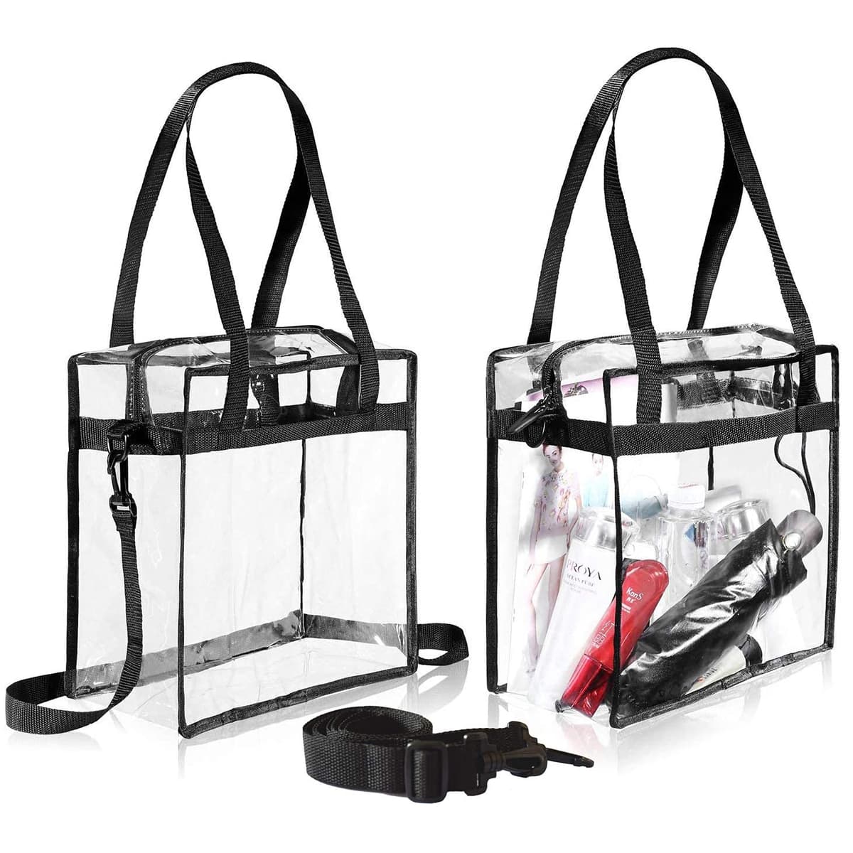BAGAIL Clear Bags 12x6x12 Stadium Approved Clear Tote Bag with Zipper Closure Crossbody Shoulder Bag with Adjustable Strap — view 16