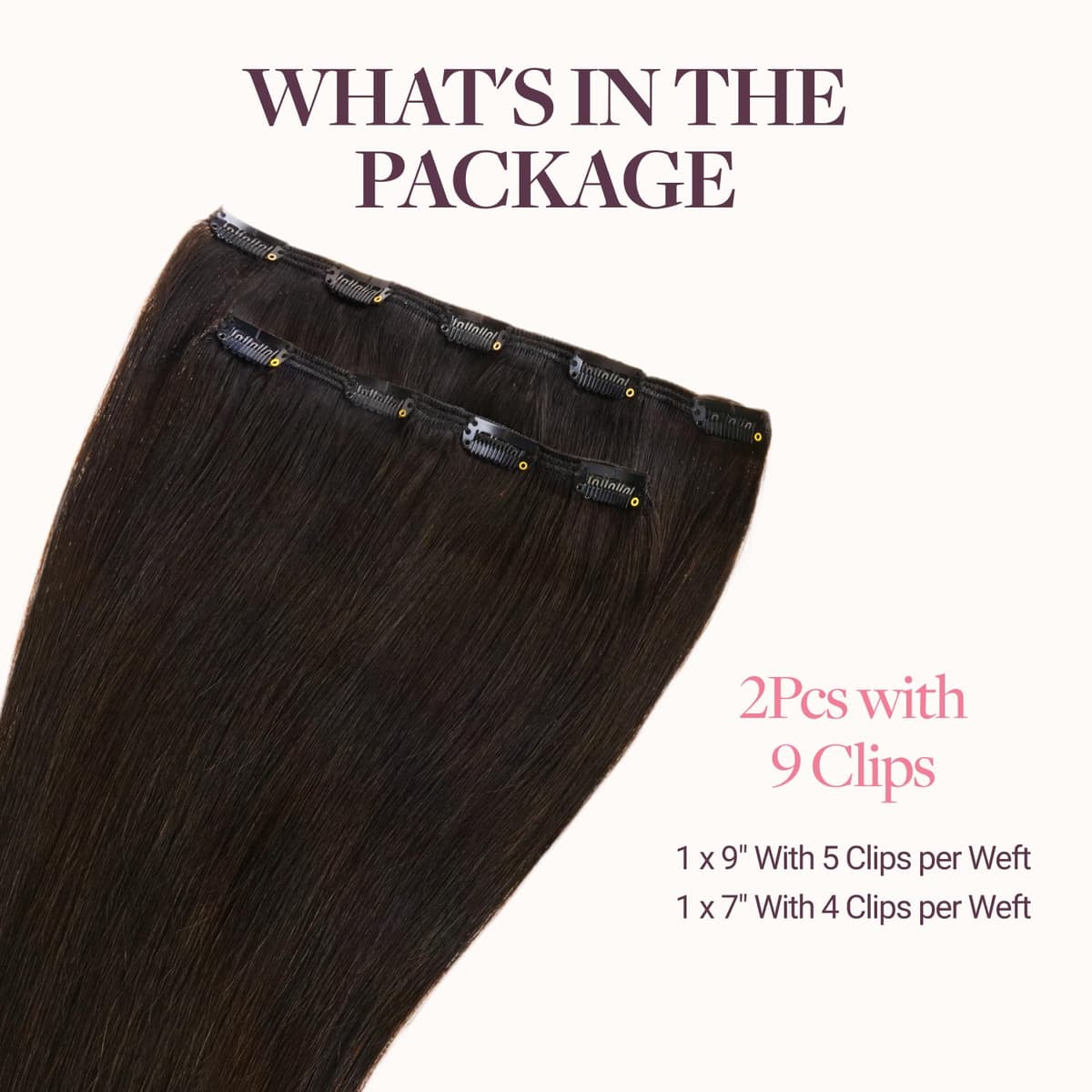 GOO GOO Clip in Hair Extensions Human Hair, 18inch 150g 9Pcs, #2 Dark Brown, Hair extensions for women, Human Hair Extensions Clip in — view 292