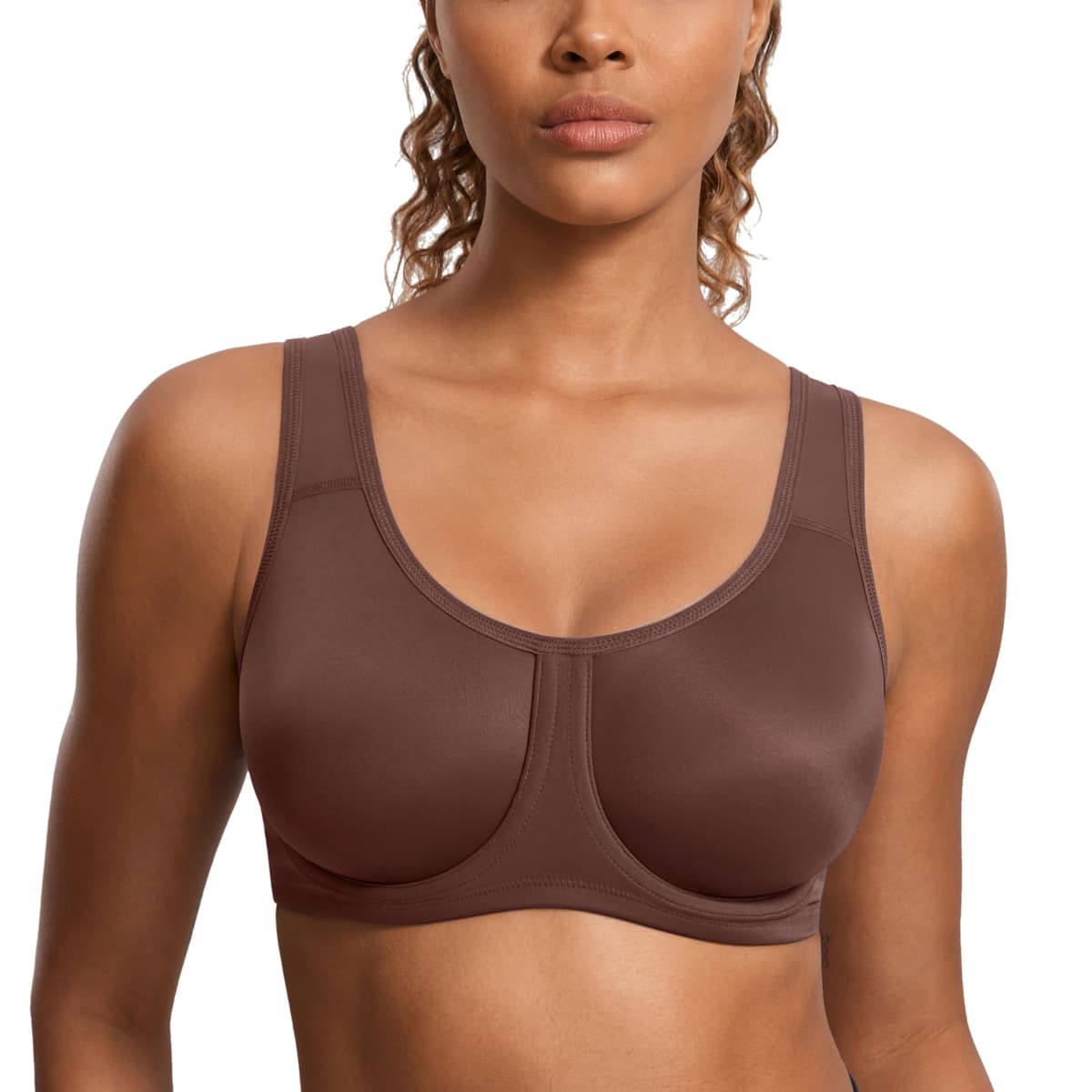 SYROKAN Women's Max Control Solid High Impact Plus Size Underwire Sports Bra for Large Breasts — view 13