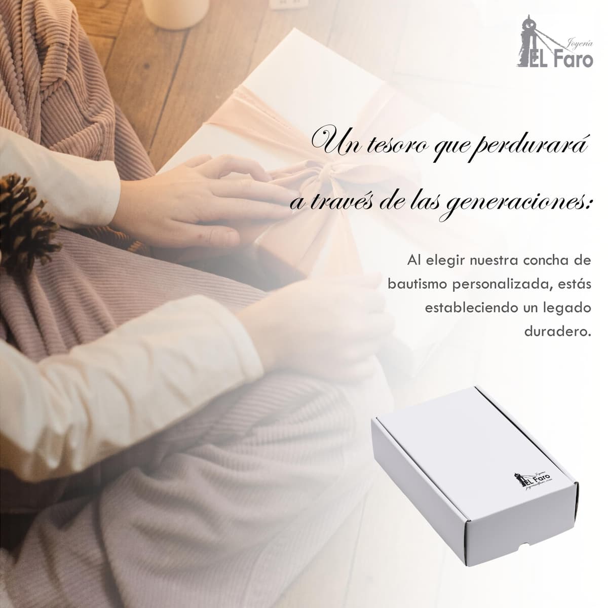 JOYERIA EL FARO | Concha bautismal | Concha bautismal grabada | Grabado personalizado | Presentación en estuche premium | Un regalo para toda la vida (Modelo 2) — view 4