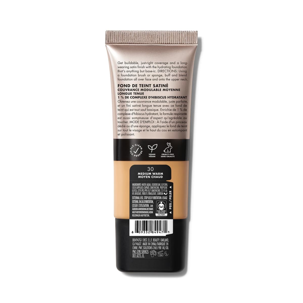 e.l.f. Soft Glam Foundation, Medium Coverage, Long-Lasting & Buildable Foundation For A Smooth, Satin Finish, Vegan & Cruelty-Free, 30 Medium Warm — view 2