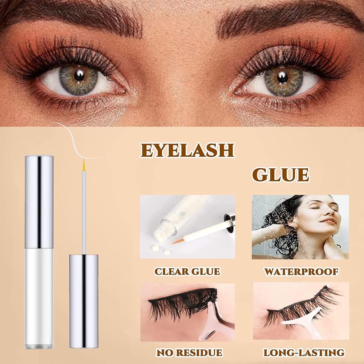 False Eyelashes Russian Strip Lashes D Curl 3D 10 Pairs Fake Lashes Natural False Eyelashe with Eyelash Glue Clear Adhesive Long Lasting Waterproof Multipack Eyelashes — view 5