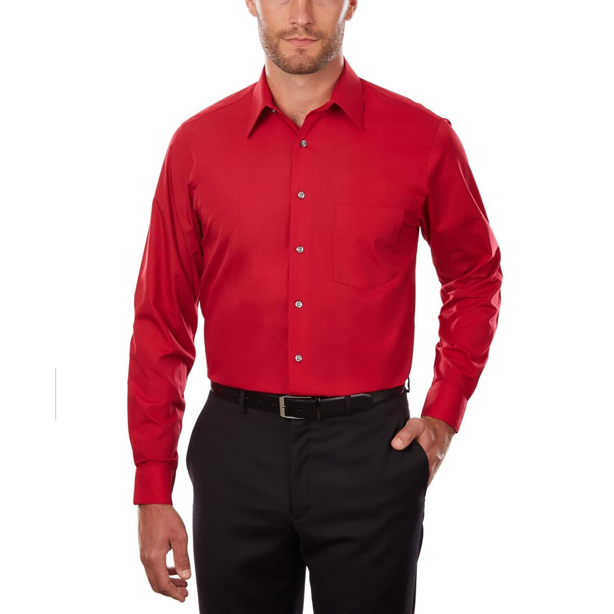 Van Heusen Mens Dress Shirt Regular Fit Poplin SolidDress Shirt — view 21