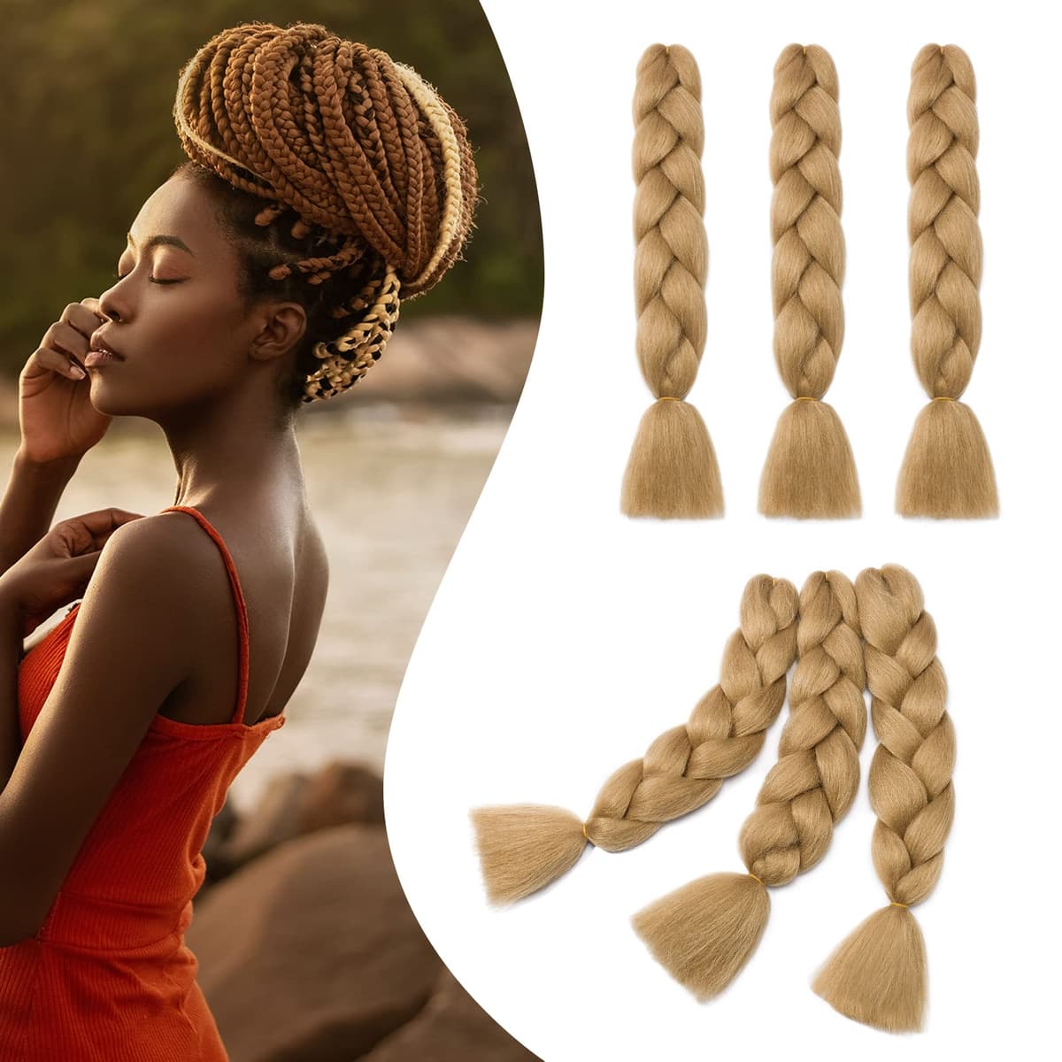 60cm Extensiones de Pelo Trenzas Africanas Castaño Oscuro Extensiones para Trenzas Africanas 1 pcs 100g Kanekalon Pelo para Trenzas Africanas Sintetico Extensiones de Trenzado Cabello Braiding — view 183