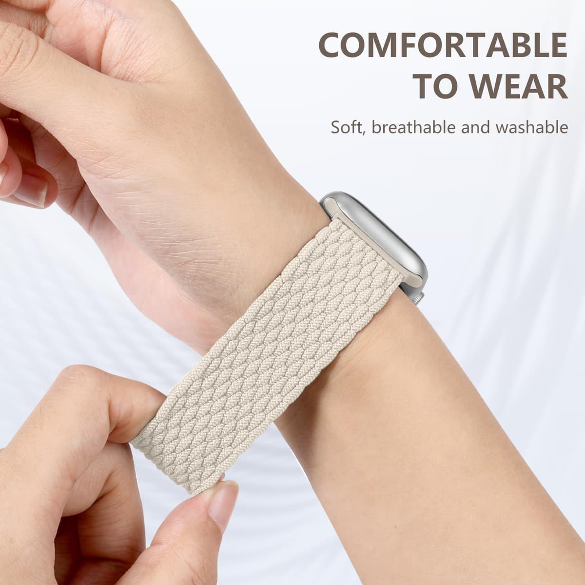 Maledan Braided Solo Loop Strap Compatible with Apple Watch Strap 38mm 40mm 41mm 42mm 44mm 45mm 46mm 49mm for Women Men, Adjustable Stretchy Sport Band for iWatch SE Series 10 9 8 7 6 5 4 3 2 1 — view 4