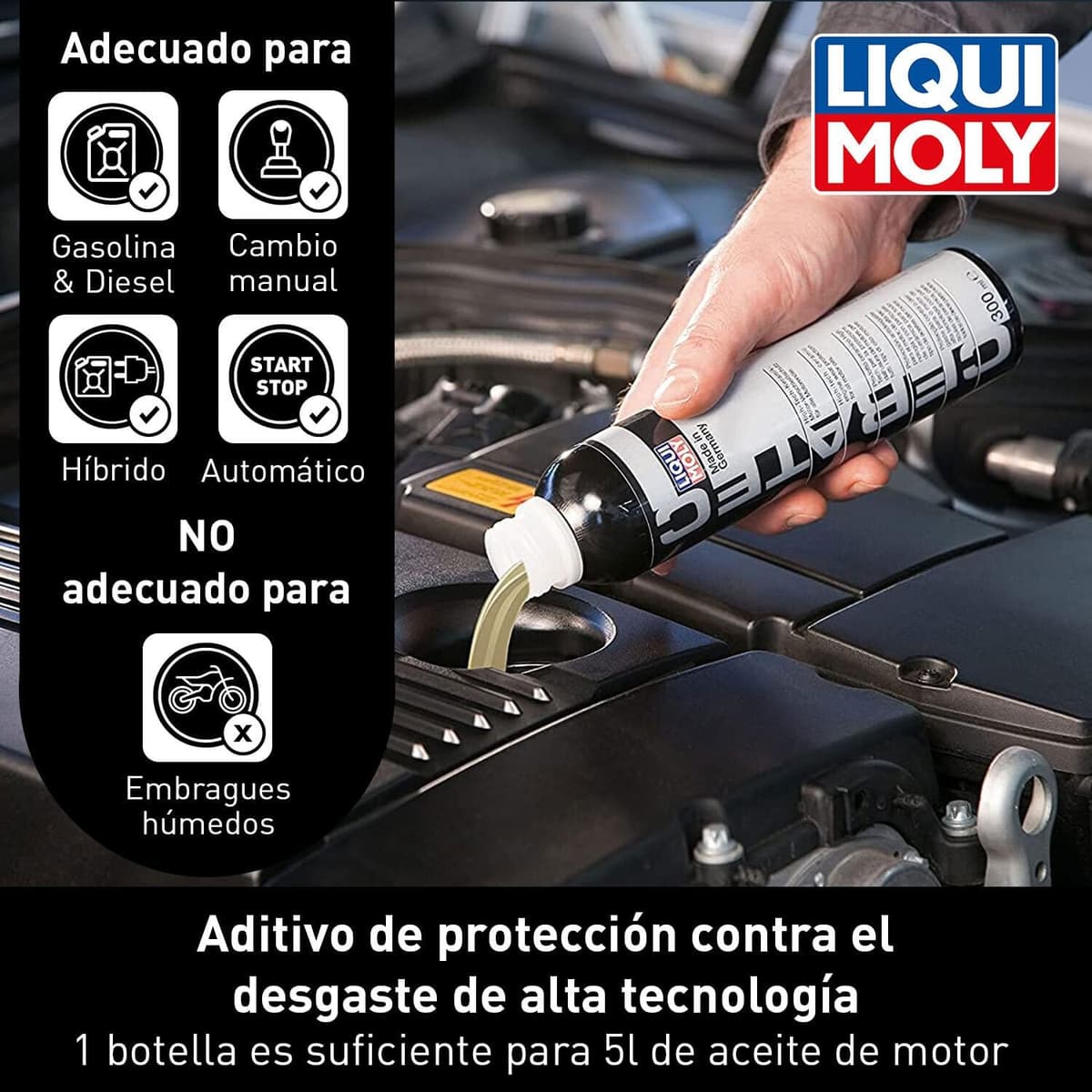 LIQUI MOLY Cera Tec 3721 I Ceramic Wear & Tear Protection for Petrol & Diesel Engines I Smoother Engine Performance, Less Friction & Lower Fuel Consumption I Ceramic Additive 300 ml Pack of 1 — view 2