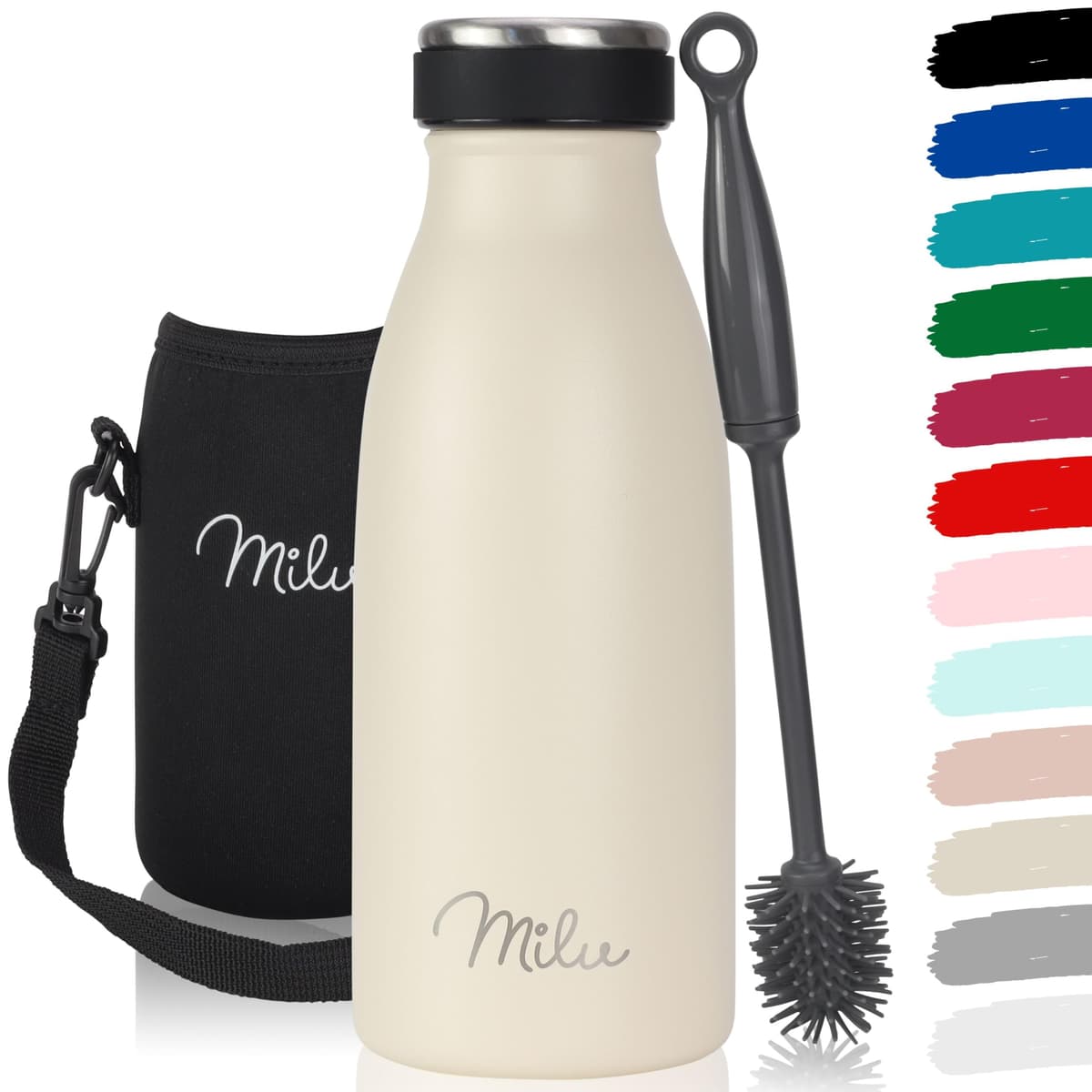Milu Stainless Steel Drinking Bottle 1500 ml - Insulated Thermo Flask for Water - Leak Proof, Insulated and Double Walled, Carbonated (Granite Navy Blue, 1,5L) — view 86