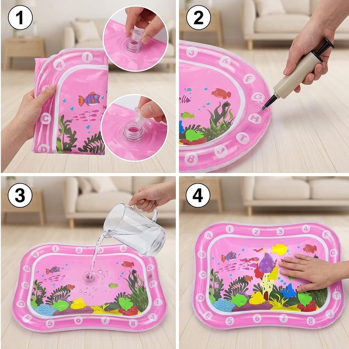 Baby Water Mat, Tummy Time Water Mat for Babies, Infant Developmental Activity Centre, Sensory Water Play Mat, Portable Travel Toy for Newborns to Three Years, 60 x 45 cm — view 4