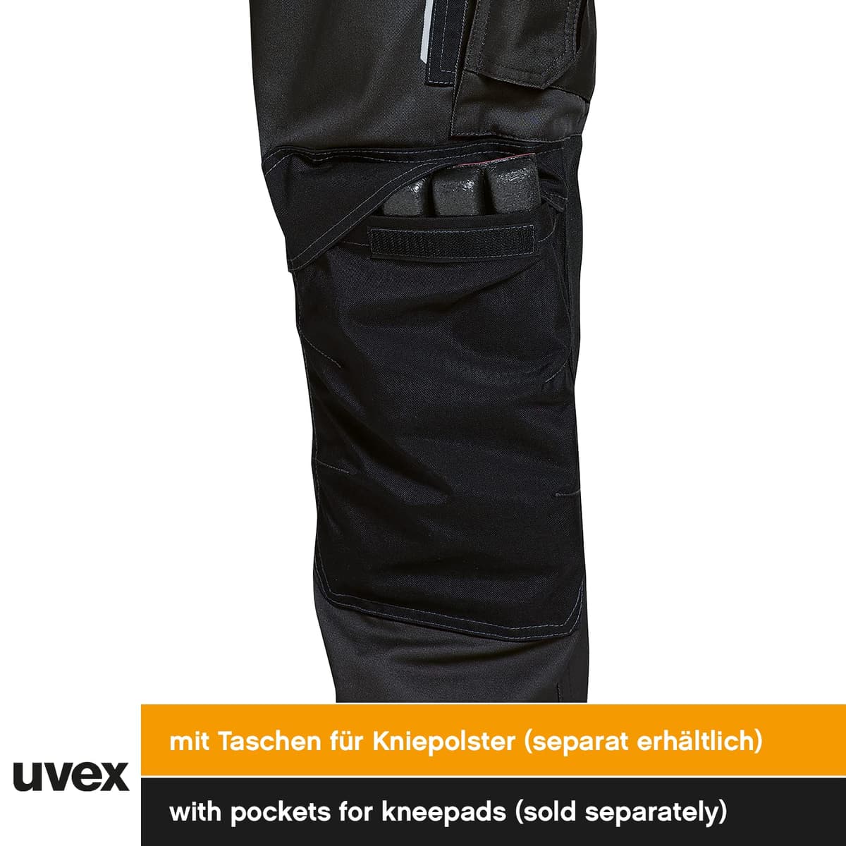 Uvex Tune-up 8909 Pantalon de Trabajo para Hombre - Pantalones Cargo para Trabajar de Algodón y de Cordura - Multibolsillos - Bolsillo de Las Rodilleras - Color Gris, Negro, Azul, Verde, Blanco — view 8