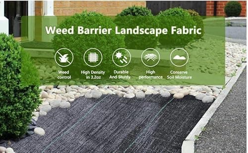 LGJIAOJIAO 1.4ftx50ft Weed Barrier Landscape Fabric Heavy Duty，Weed Block Gardening Ground Cover Mat, Weed Control Garden Cloth ，Woven Geotextile Fabric for Underlayment，Commercial Driveway Fabric — view 4