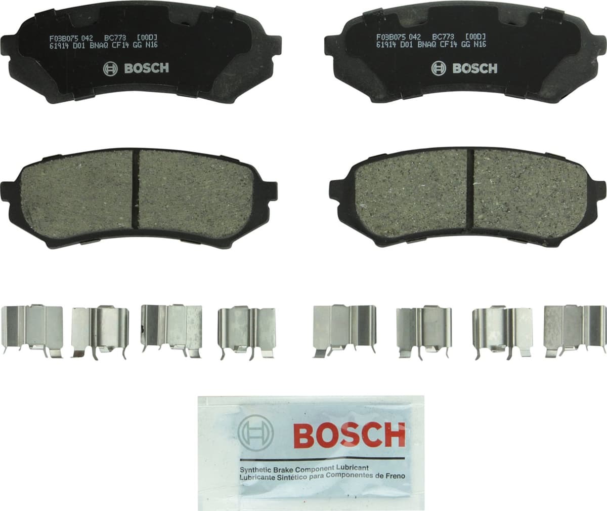 Bosch BC914 QuietCast Premium Ceramic Disc Brake Pad Set For: Acura ILX; Honda Accord, Civic, CR-V, Element, Fit, Front — view 288