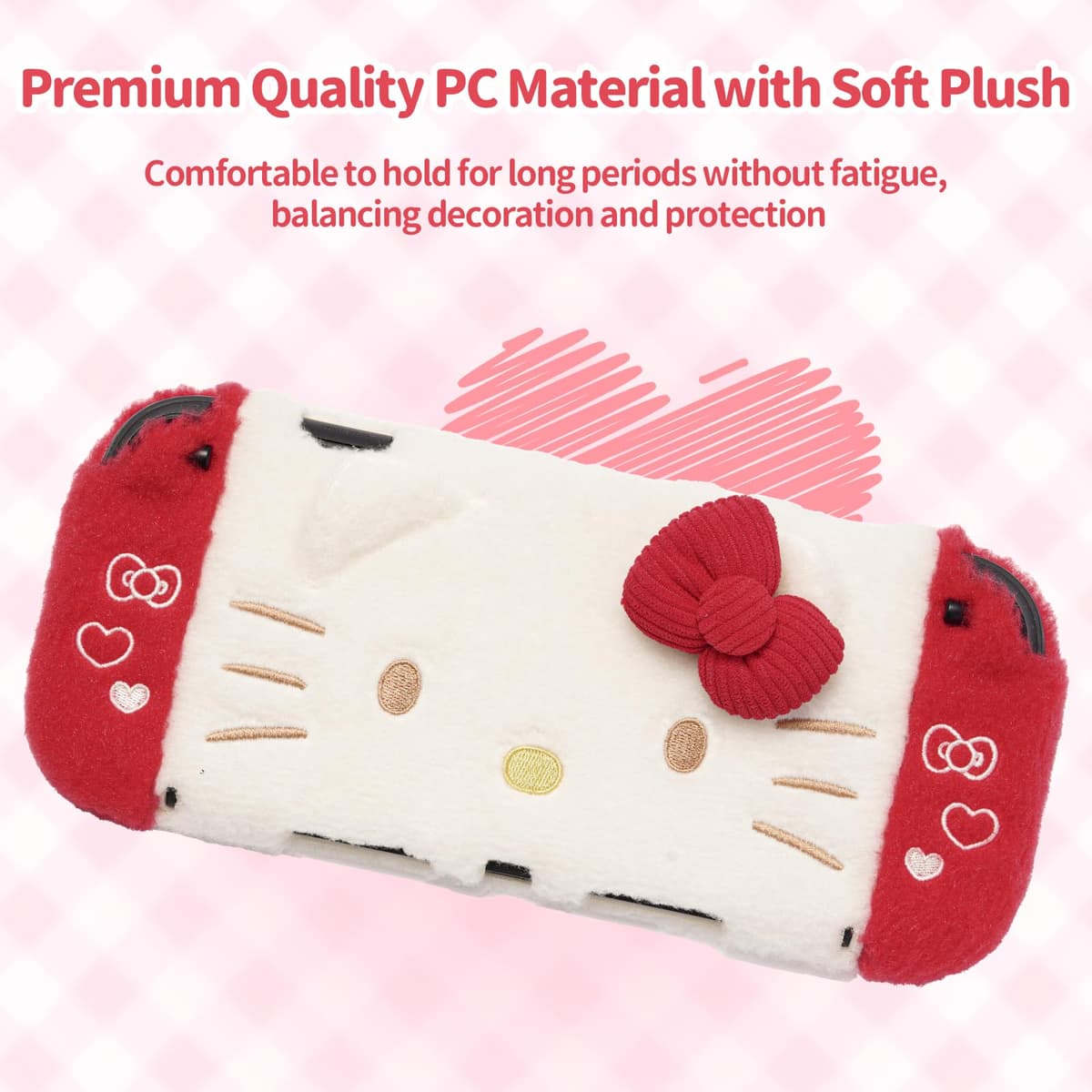 Kuitmor Plush Protective Case for Switch 2, Kawaii Protective Shell Hard PC Slim Cover Case Compatible with Switch 2025 Game Console and Joystick Controller - HLK — view 2