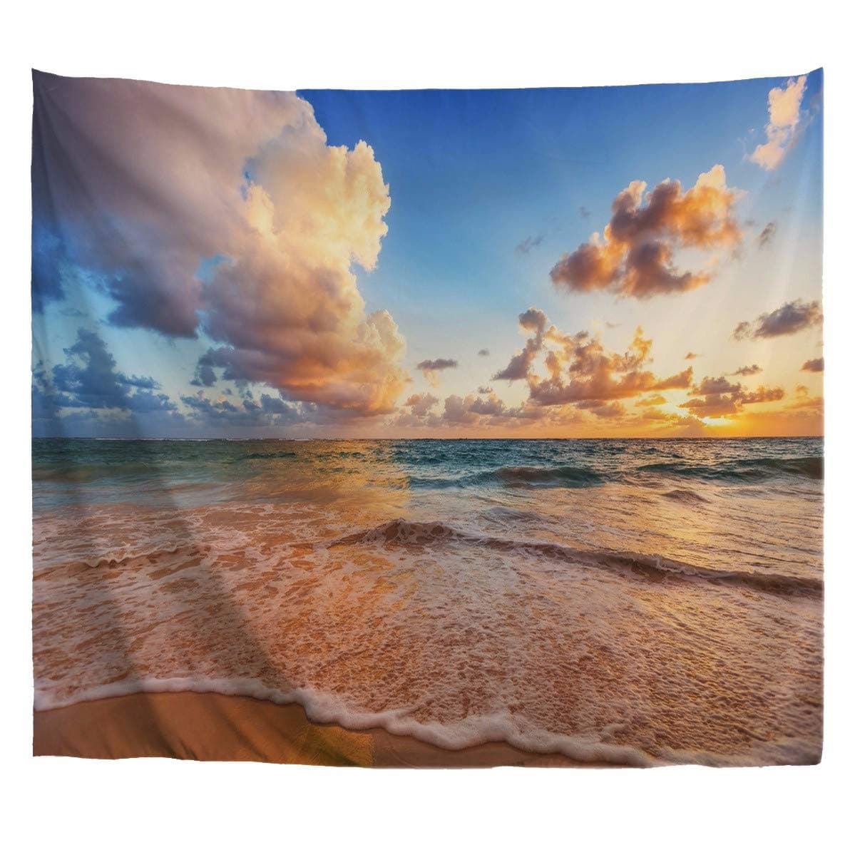 A.Monamour Mermaid And The Sailing Pirate Ship Art Print Fabric Wall Hanging Tapestry Wall Decors Window Curtains For Living Room Bedroom 180X200Cm/71"X80" — view 28