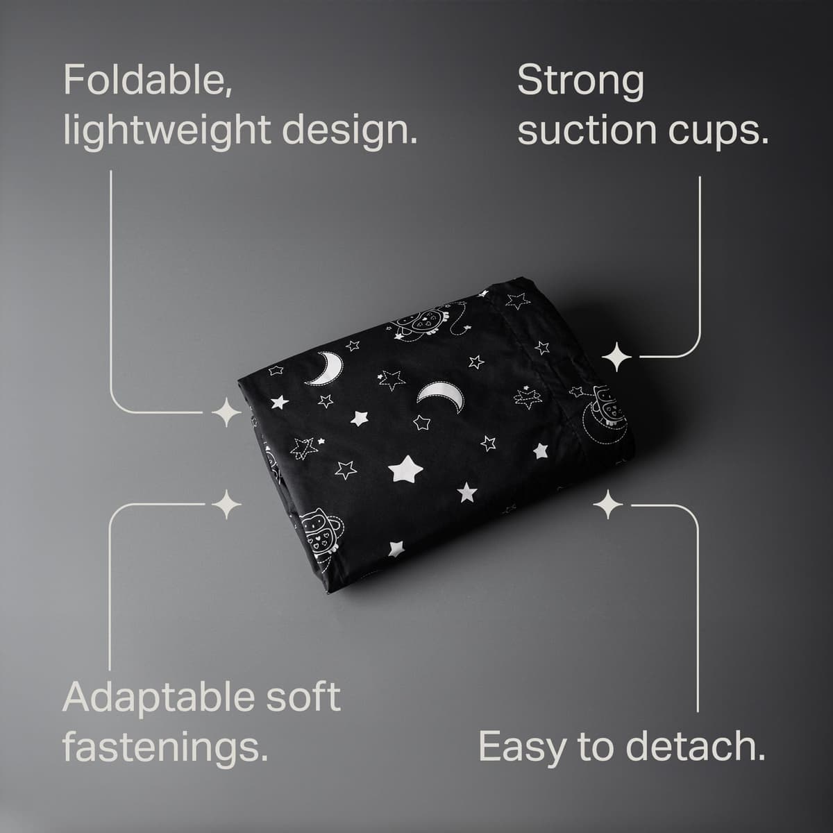 Tommee Tippee Sleeptight Portable Blackout Blind, Medium, 99 x 130 cm, Star and Moon Print, Suction Cups, Lightweight, Adjustable Baby and Toddler Blind — view 3