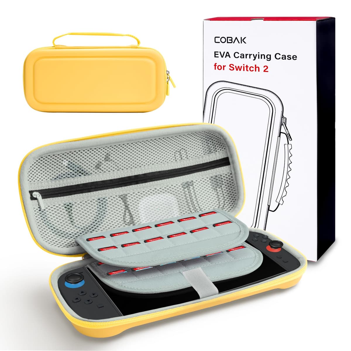 CoBak Funda Nintendo Switch 2 (2025) - Set 3en1: 2 Protectores Vidrio + 2 Gomas Palancas + Funda Rígida Portátil, Negro — view 10