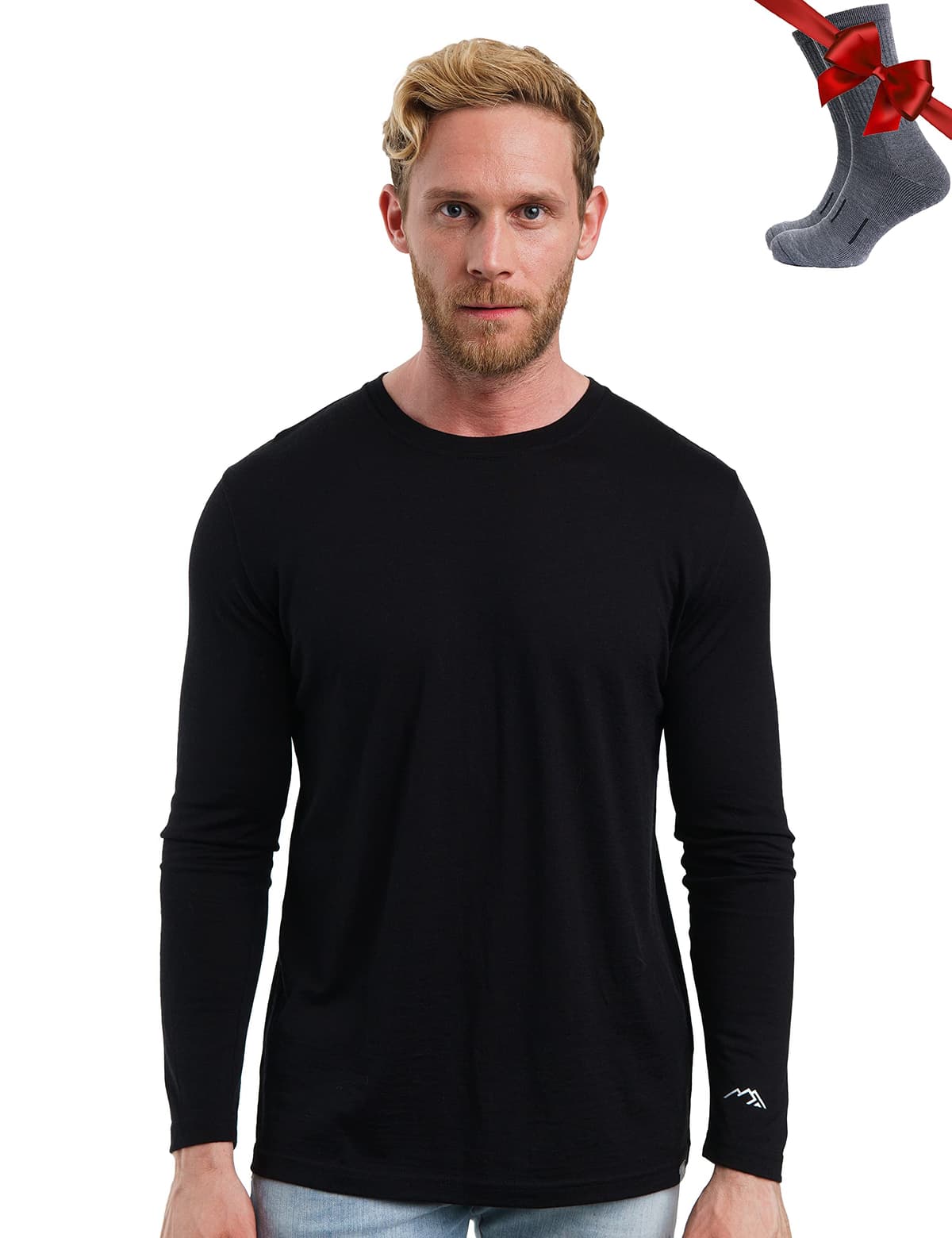 Merino.tech Camiseta Lana Merino Hombre - Deportiva Ropa Térmica 100% Lana Merino Ligero, Medio, Pesado con Calcetines — view 20