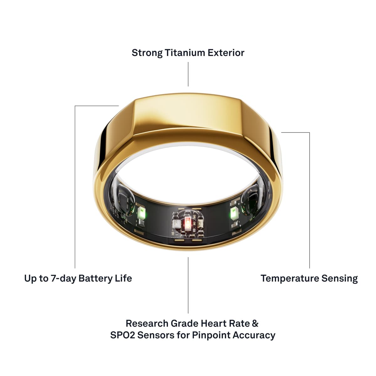 Oura Gen3 Heritage Smart Ring - Size 12, Gold | Sleep, Heart Rate and Fitness Tracking Wearable - Up to 7 Day Battery Life - iOS/Android Compatible - Size First with Oura Sizing Kit — view 9