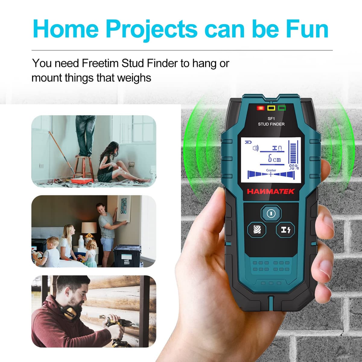 Detector, 4 in 1 Electronic Sensor, Wall Scanner, Metal Pipe Detector with LCD Display for Detecting Wood, Metal, Wires in the Wall and Magnetic or Non-Magnetic — view 3