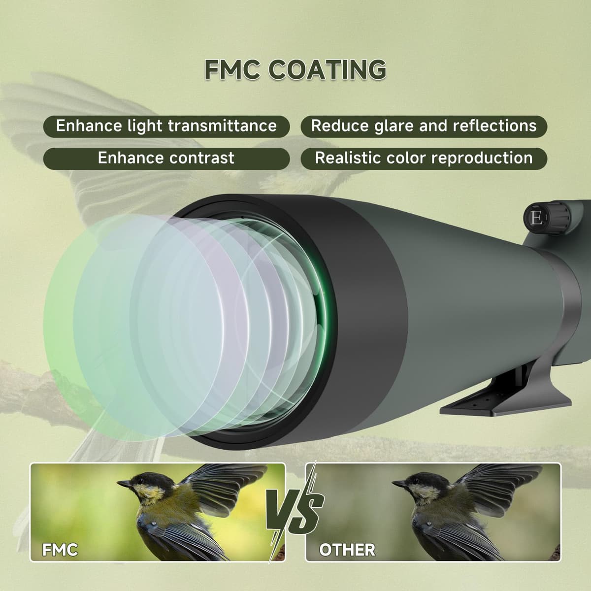 Svbony SV28 25-75x100mm Telescopio Terrestre con Trípode, Gran Campo de Visión Imágenes Claras y Brillantes, HD Bak4 FMC Telescopio Terrestre con Adaptador, para Tiro al Blanco, Observación de Aves — view 4
