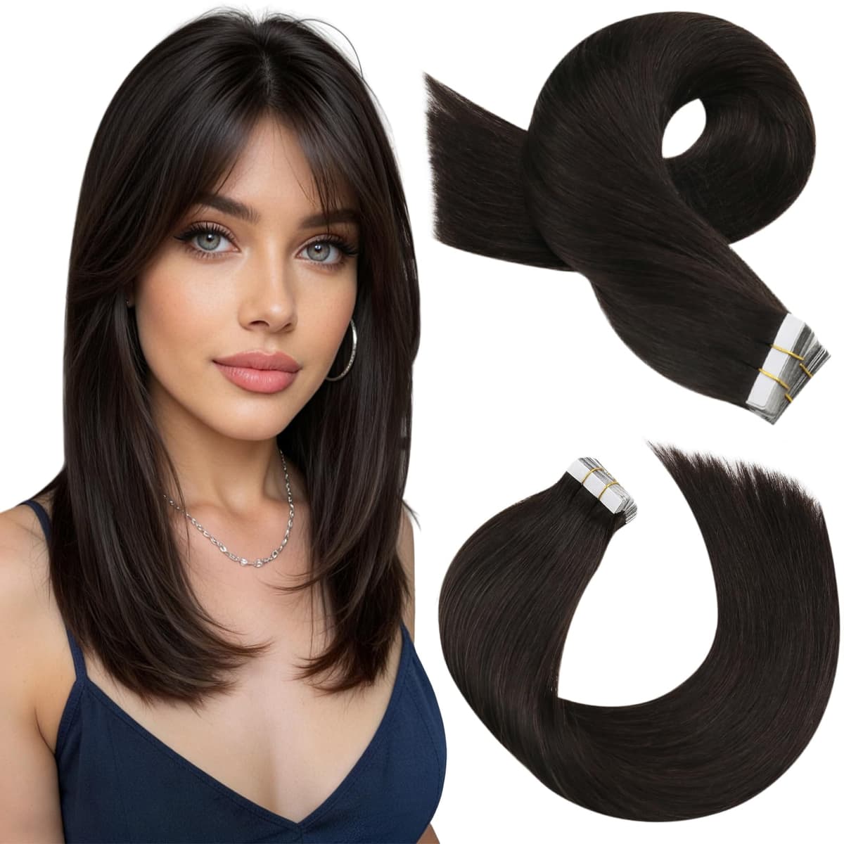 Moresoo Tape in Human Hair Extensions 20 Inch Highlight 50g/20pcs Tape in Hair Extensions Human Hair Ash Blonde with Platinum Blonde #P18/613 — view 74