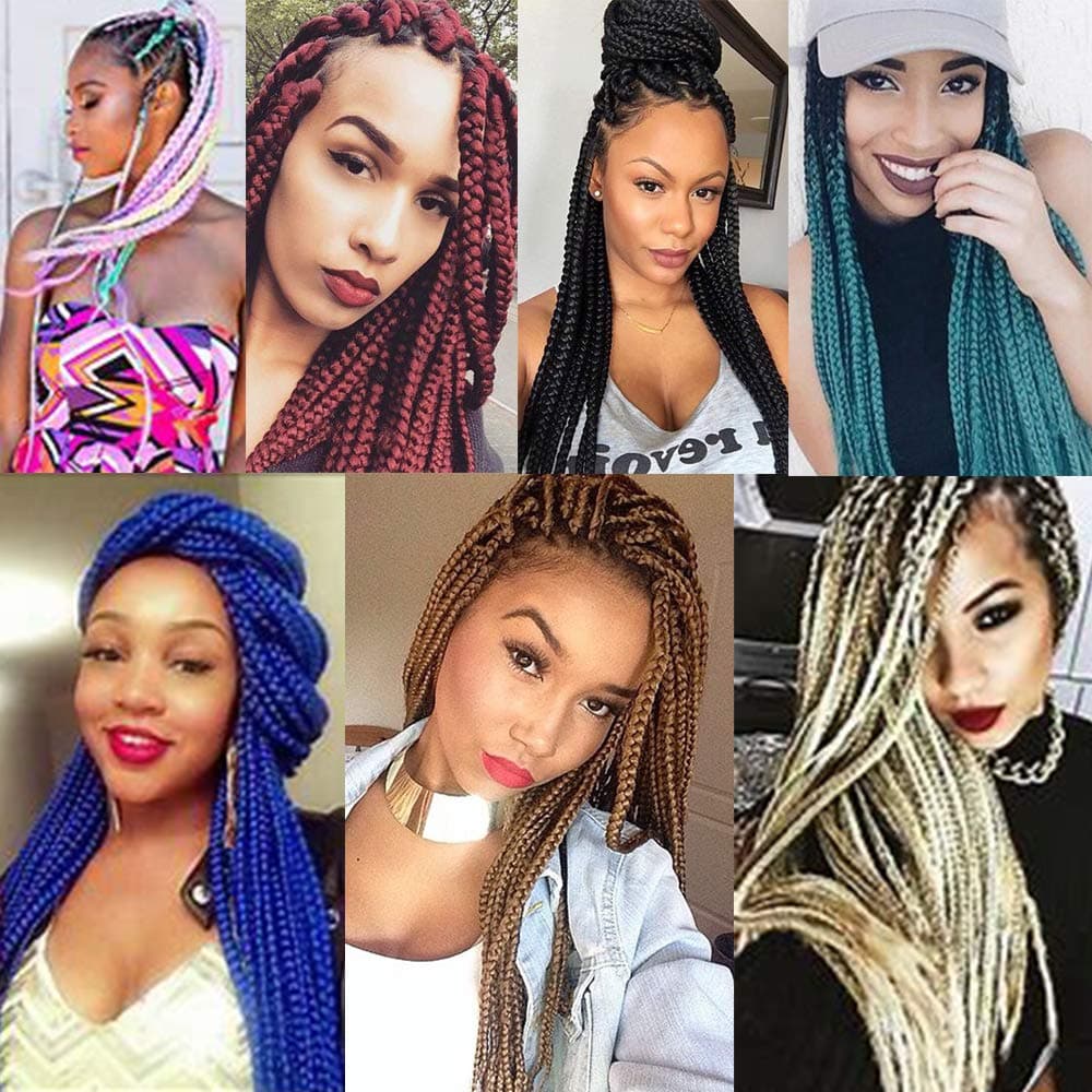 24" Braiding Hair Extension Jumbo Braids Synthetic 3bundles/pack Crochet Hair Afro Box Braid Heat Resistent (Dark Purple) — view 7