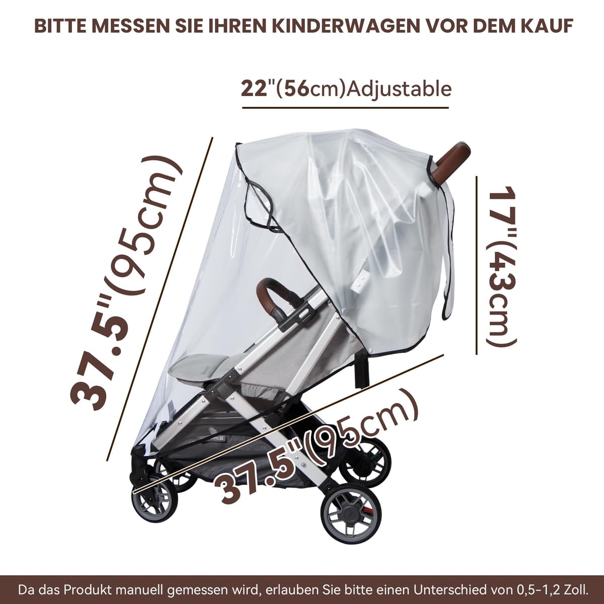 Bemece Universal Rain Cover for Pushchair, Pram Rain Cover Protect from Rain, Wind, Snow, Breathable& Transparent — view 5