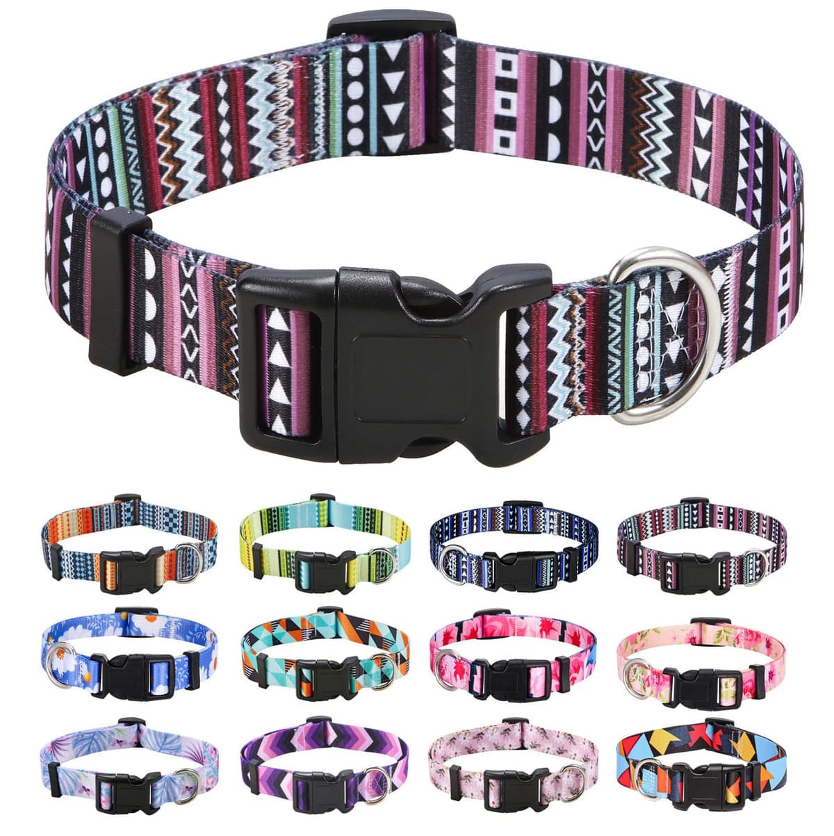 Mihqy Dog Collar for Small Dogs, Cute Small Medium Large Dog Pet Collar, with Floral Patterns, Soft Adjustable for Boy Girl Female Male Puppy Dog Collar(Floral Pink,S) — view 16