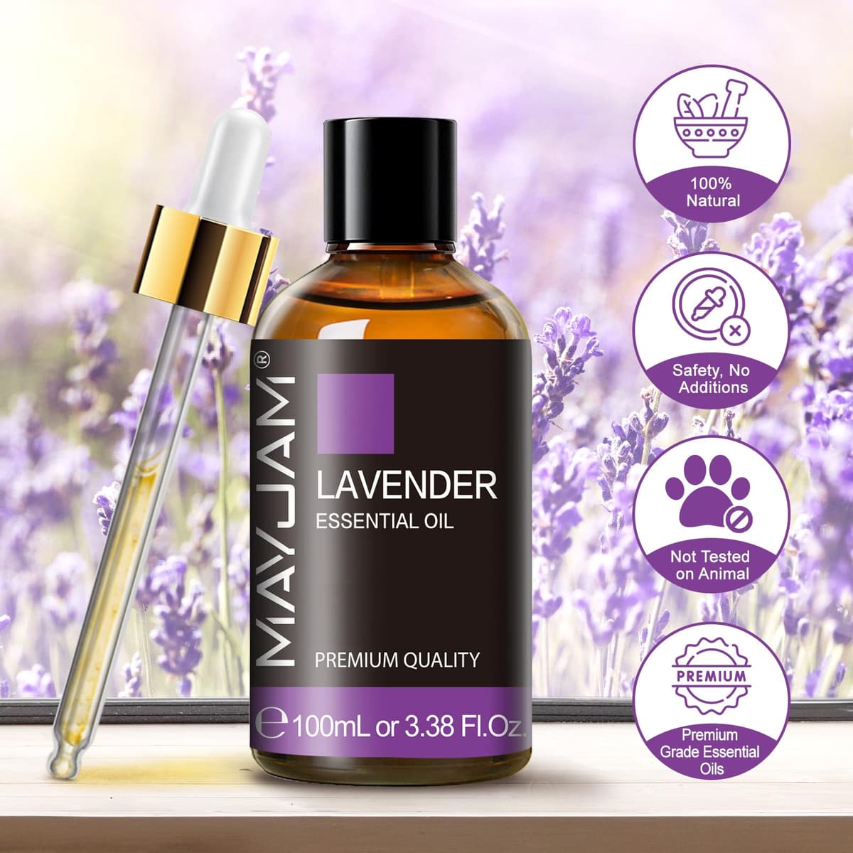 MAYJAM Lavender Essential Oils 100ML, Lavender Oil for Diffuser, Humidifier, DIY, Home, Office — view 7